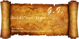 Gulácsi Irma névjegykártya